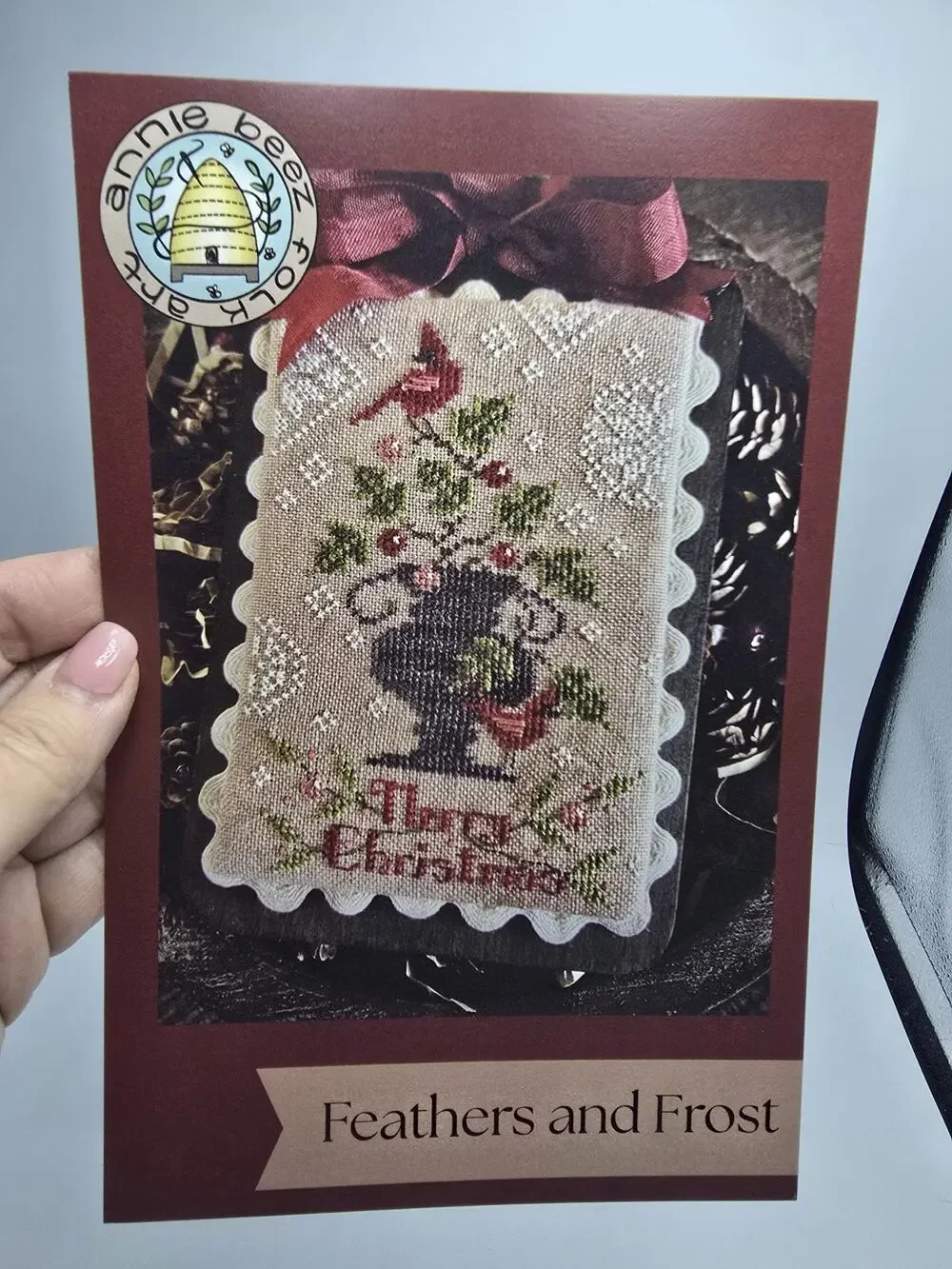 Feathers And Frost Annie Beez Folk Art Cross Stitch Pattern Chart Christmas